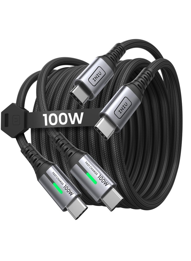 اي ان اي يو كابل USB C إلى USB C 100 وات 2 حزمة 6.6 قدم شحن سريع Pd 5a Qc4.0 شاحن USB C سلك بيانات من النوع C من النايلون المضفر لأجهزة Samsung Ipad Google Pixel Lg والكمبيوتر اللوحي - Image 1