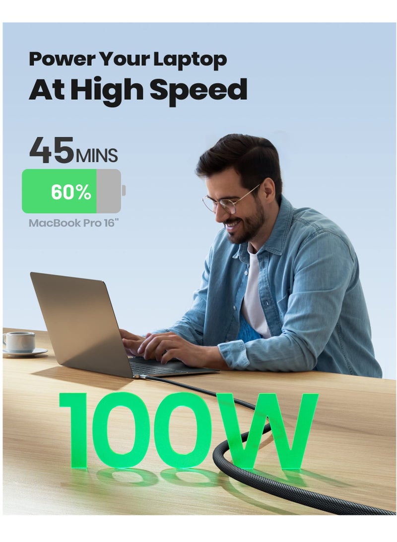 اي ان اي يو كابل USB C إلى USB C 100 وات 2 حزمة 6.6 قدم شحن سريع Pd 5a Qc4.0 شاحن USB C سلك بيانات من النوع C من النايلون المضفر لأجهزة Samsung Ipad Google Pixel Lg والكمبيوتر اللوحي - Image 5