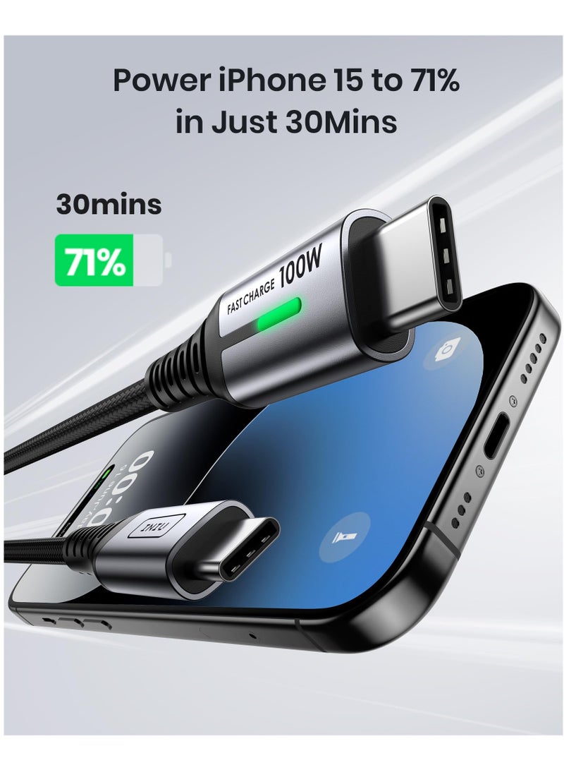 اي ان اي يو كابل USB C إلى USB C 100 وات 2 حزمة 6.6 قدم شحن سريع Pd 5a Qc4.0 شاحن USB C سلك بيانات من النوع C من النايلون المضفر لأجهزة Samsung Ipad Google Pixel Lg والكمبيوتر اللوحي - Image 3