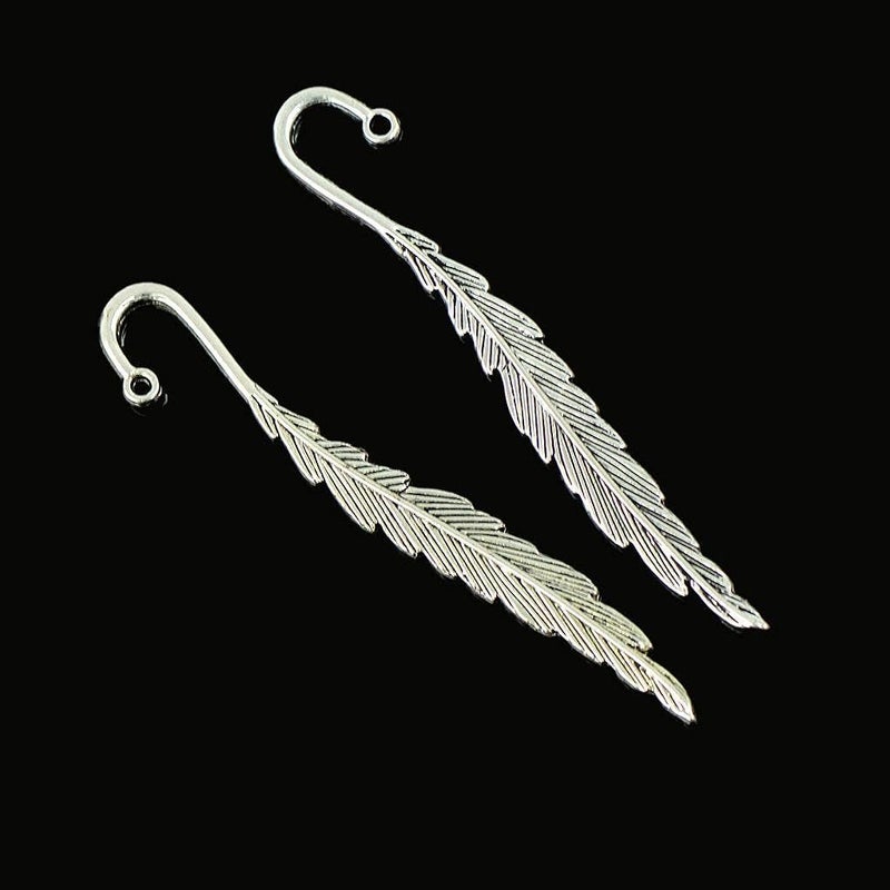 klarako 10 Pieces Wholesale Vintage Tibetan Silver Beading Feather Bookmarks Loop DIY Jewelry Making - Image 2