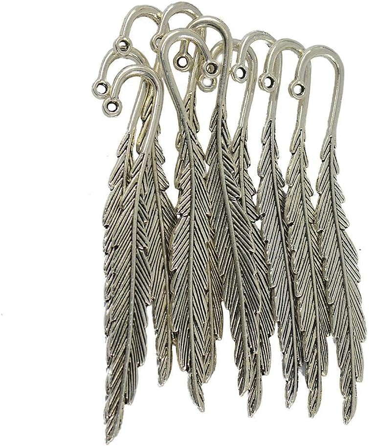 klarako 10 Pieces Wholesale Vintage Tibetan Silver Beading Feather Bookmarks Loop DIY Jewelry Making - Image 3