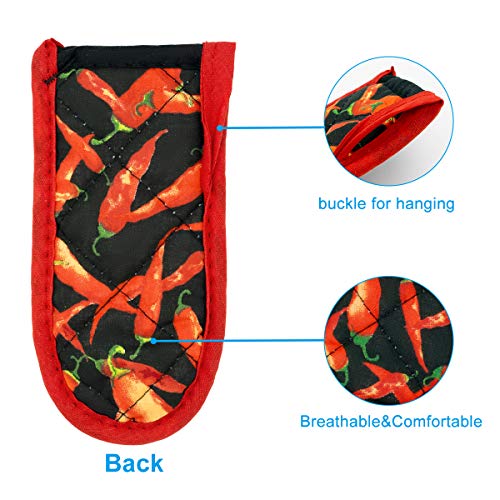 Evoio Cast Iron Skillet Handle Covers, Pan Pot Handle Covers Heat Resistant, Hot Handle Covers, Pan Pot Cast Iron Handle Holder Sleeves Mitt for Kitchen, BBQ and Baking Cookware (2-Pack Red Pepper) - Image 2