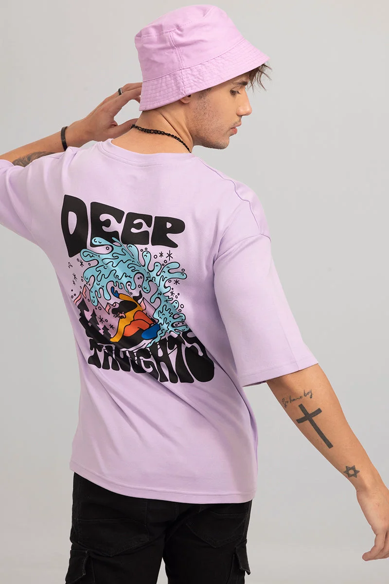 سنيتش Lavender Graphic Half Sleeve Oversized Streetwear T-Shirt
