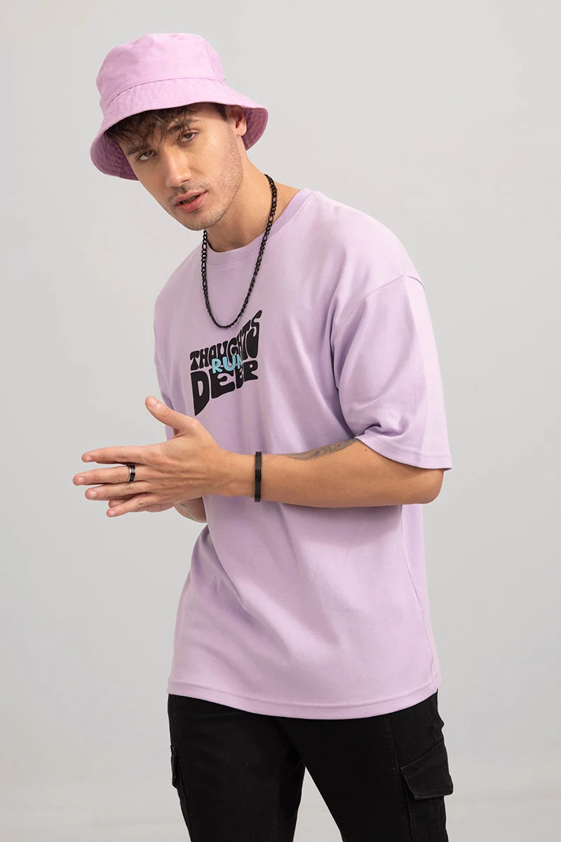 سنيتش Lavender Graphic Half Sleeve Oversized Streetwear T-Shirt