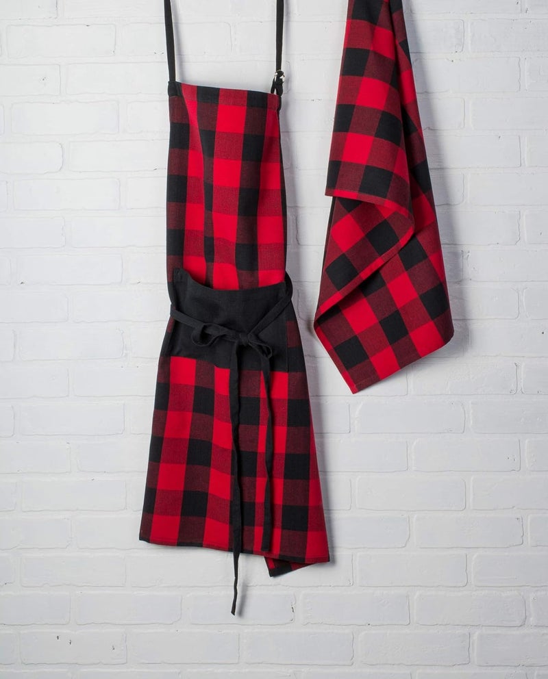 DII Unisex Buffalo Check Kitchen Collection, Classic Farmhouse Chef Apron, One Size, Red & Black - Image 5