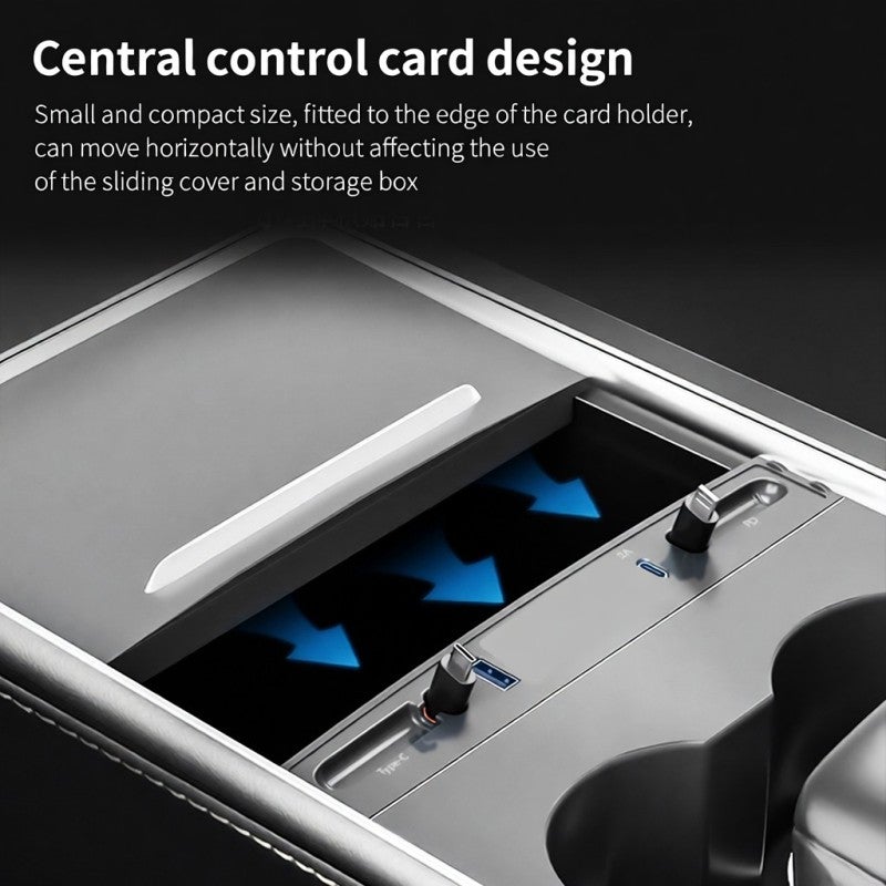 Tesla USB Hub: 2 Fast-Charge Cables 1 USB-A 1 USB-C Port - 0.8m Independent Extension Lines LED Ambient Light Center Console Docking Station for Tesla Model 3/Y Front Rear Seat Use - Image 5