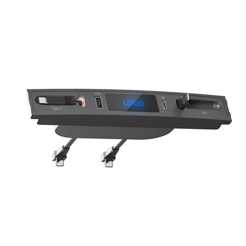 Tesla USB Hub: 2 Fast-Charge Cables 1 USB-A 1 USB-C Port - 0.8m Independent Extension Lines LED Ambient Light Center Console Docking Station for Tesla Model 3/Y Front Rear Seat Use - Image 1