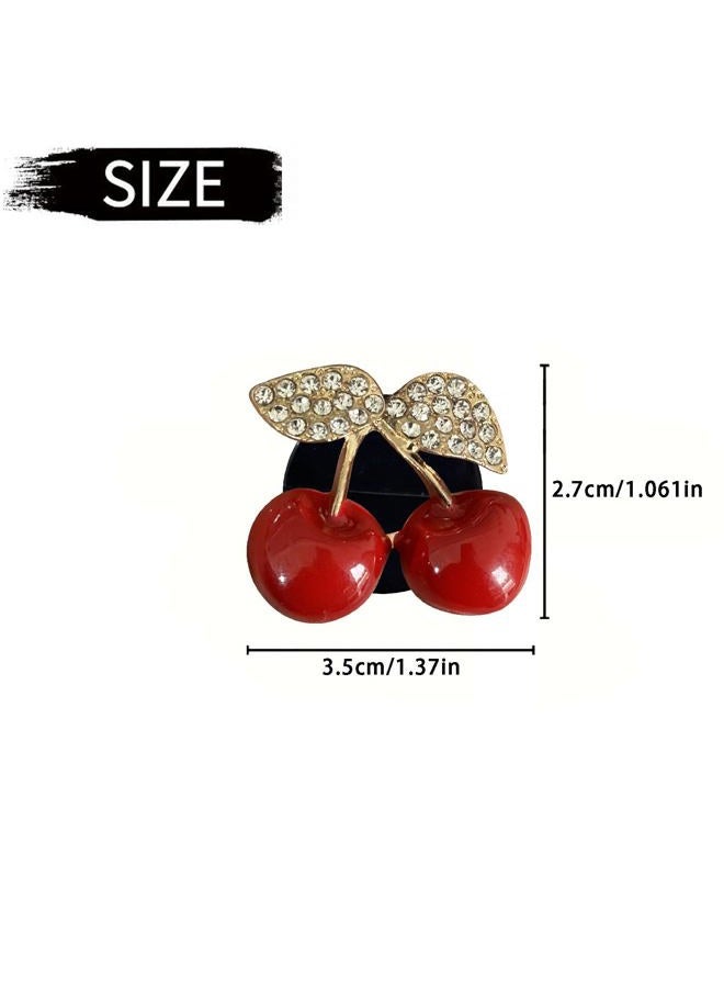 Wentoenapp 2Pcs Cherry Car Air Vent Freshener Perfume Clip, Rhinestone Car Air Outlet Fragrance Perfume Clip Freshener, Air Fresheners, Car Decor（Cherry Flavour） - Image 2