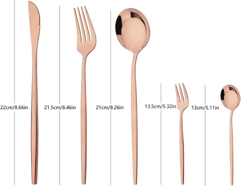 20Pcs/Set Set Stainless Steel Tableware Knife Cake Fork Spoon Dinnerware Kitchen Flatware Silverware(Rainbow) - Image 3