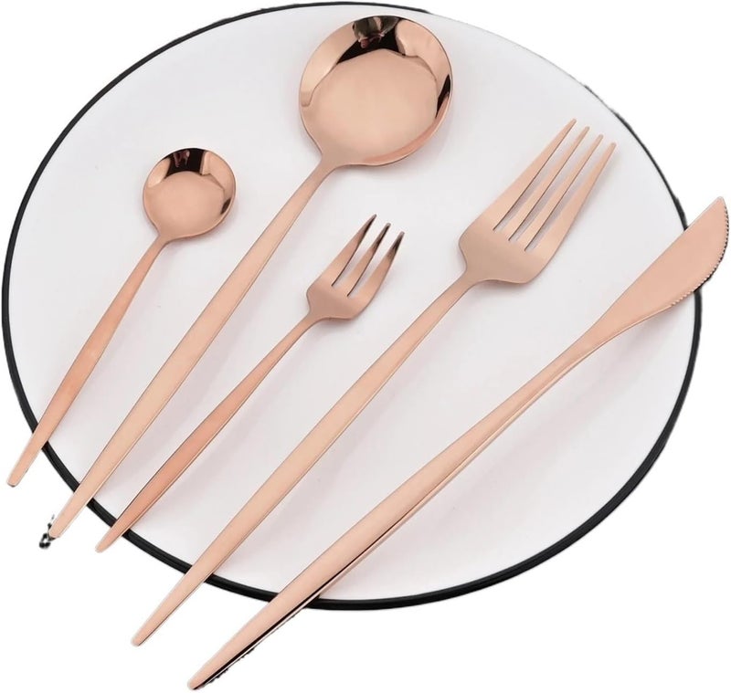 20Pcs/Set Set Stainless Steel Tableware Knife Cake Fork Spoon Dinnerware Kitchen Flatware Silverware(Rainbow) - Image 2