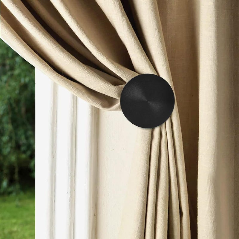Gudui Curtain Holdbacks 4 Pack Decorative Curtain Tieback Hooks for Drapes Round Medallion Drapery Holdbacks Pullbacks Metal Curtain Holders for Wall, Black - Image 5