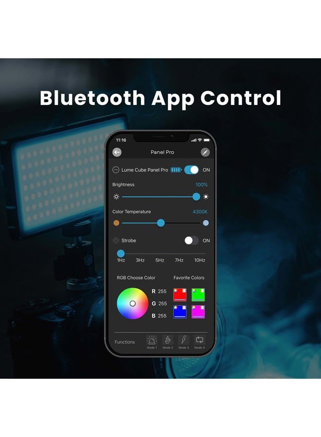 Lume Cube Panel Pro 2.0 RGB Camera Light | for Photography & Videography, fits Sony, Nikon, Canon, Panasonic, Fuji, and More | Bluetooth App, Adjustable Color, Camera Mount & Diffuser Included - Image 3