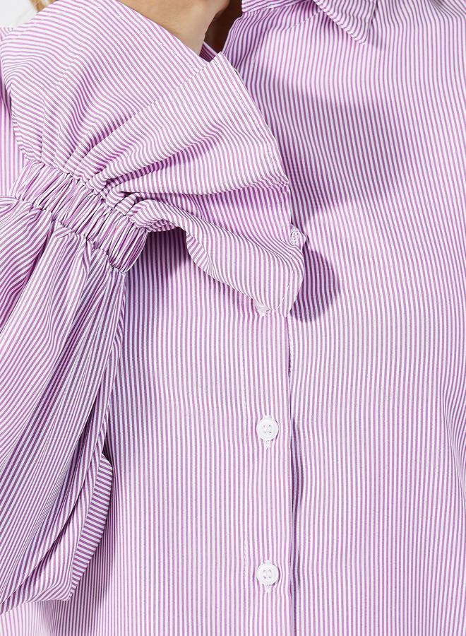 ستايلي بلوزة مخططة بقصة عادية وأكمام طويلة - Image 3