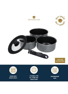 Master Class Master Class Smart Space Saucepans for thinKitchen:, Non-Stick Saucepans for All Hobs, Induction Safe, Non Stick Saucepans, with Removable Handle and Universal Lid, Aluminium, 5-Piece Set, Grey  - Image 2