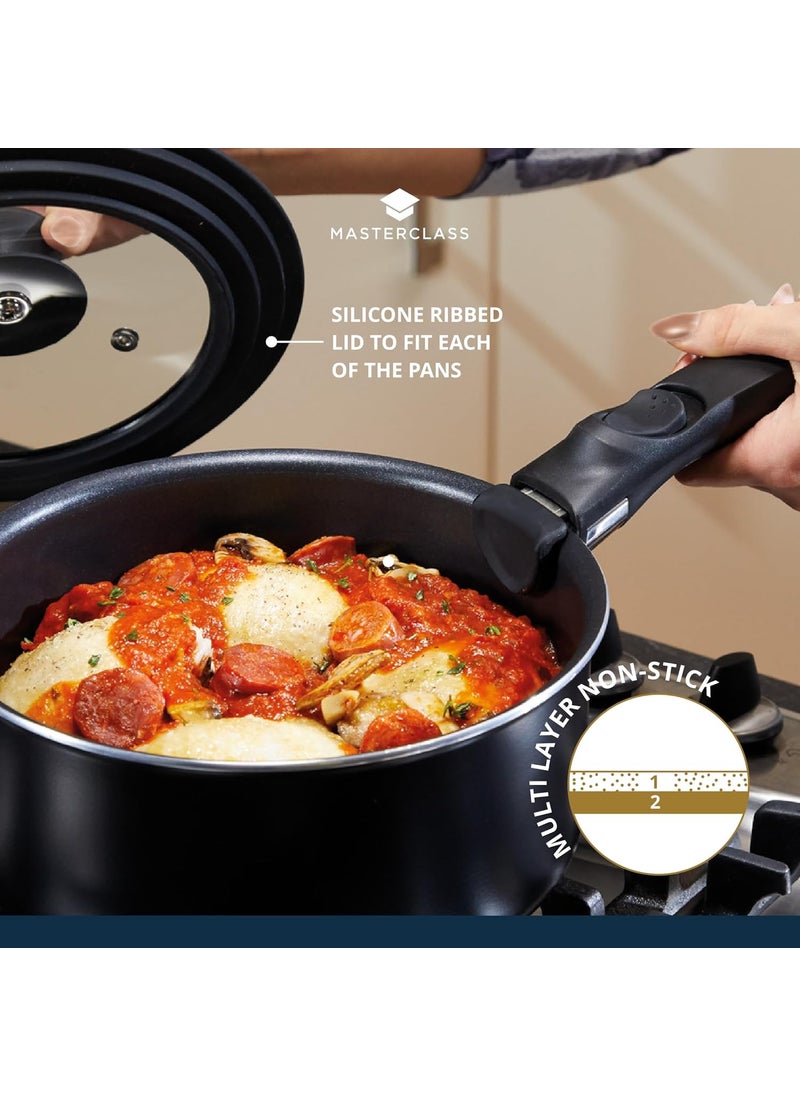 Master Class - Master Class Smart Space Saucepans for thinKitchen:, Non-Stick Saucepans for All Hobs, Induction Safe, Non Stick Saucepans, with Removable Handle and Universal Lid, Aluminium, 5-Piece Set, Grey - Image 1