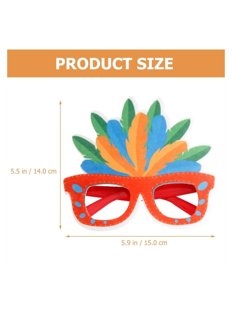 SYOSI Carnival Party Sunglasses, 6Pcs Novelty Party Glasses, Fun Hawaiian Sunglasses, Colored Feather Glasses Frame, Masquerade Dress Up Party Supplies  - Image 3