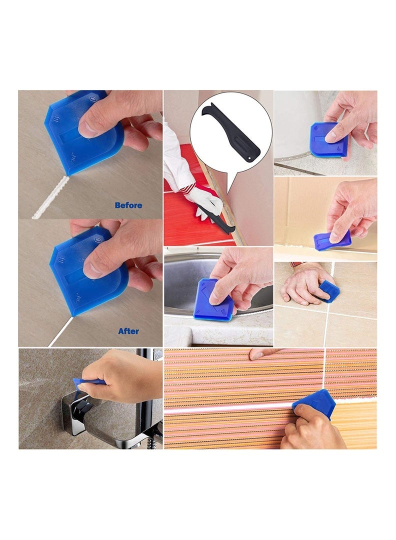 15PCS Caulking Finishing Tool Kit, 3 in 1 Stainless Steelhead Caulking Tools Sealant Caulk Grout Remover Scraper Caulking Tools Silicone Nozzle Applicator For Kitchen Bathroom Window Sink Joint - Image 5