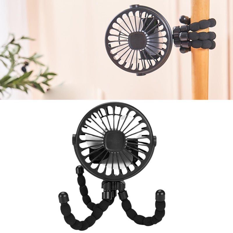GLOGLOW Nan Stroller Fan Black Portable USB Powered Cooler for Travel Outdoor Use - Image 2