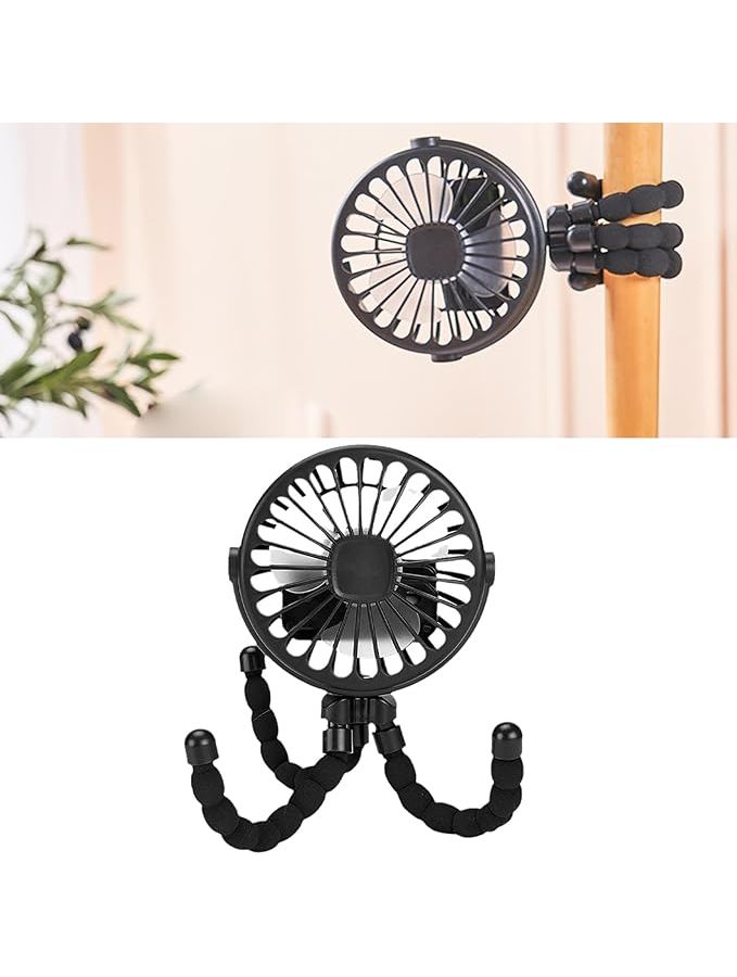 GLOGLOW Nan Stroller Fan Black Portable USB Powered Cooler for Travel Outdoor Use - Image 1