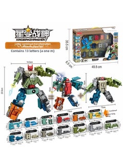 Generic Large Digital Fit Deformation Toys Childrens Alphabet Assembled Robot Dinosaur King Kong Mecha Model Gift Box 8196 letters fit deformation [A-M] window gift box version 