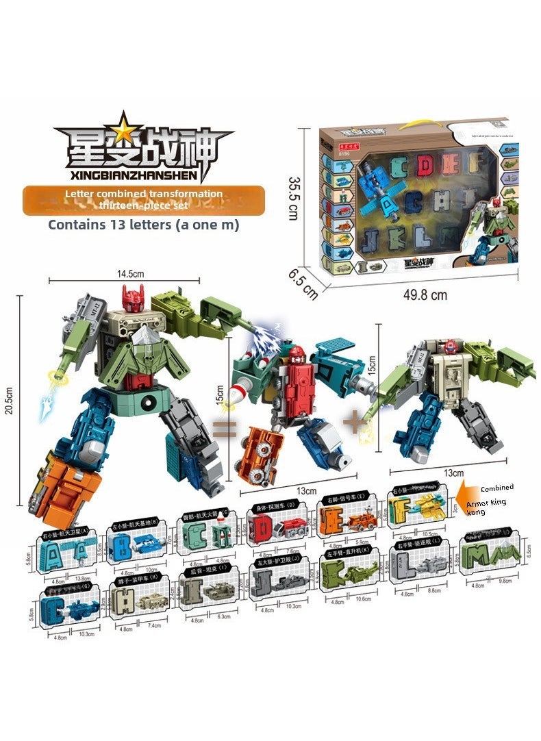 Large Digital Fit Deformation Toys Childrens Alphabet Assembled Robot Dinosaur King Kong Mecha Model Gift Box 8196 letters fit deformation [A-M] window gift box version 