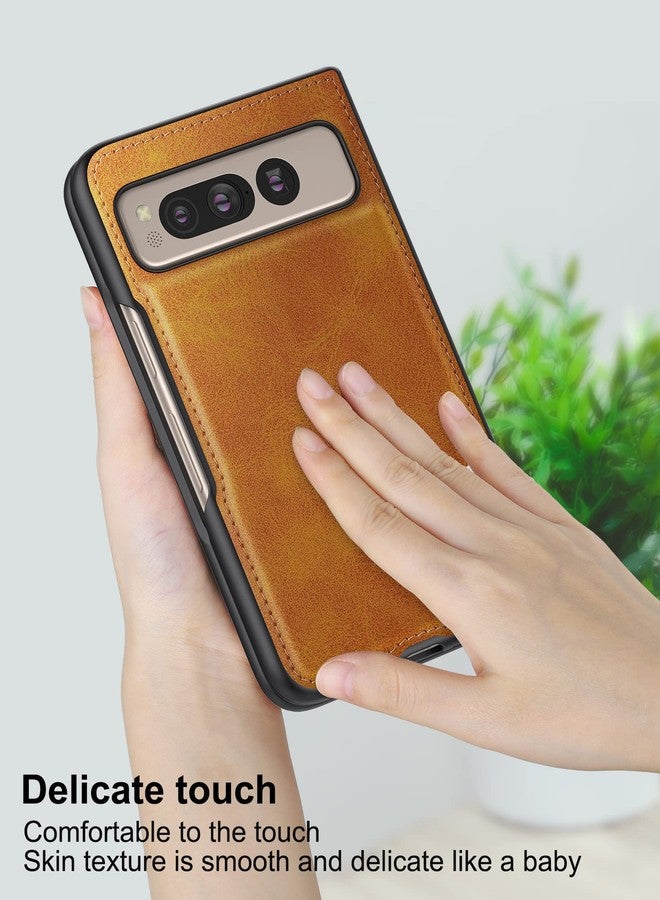 Foluu for Google Pixel Fold Case, Leather Case, PU Leather + Hard PC Shell Ultra Thin Slim Durable Protective Phone Case Cover for Google Pixel Fold 2023 Yellow - Image 4