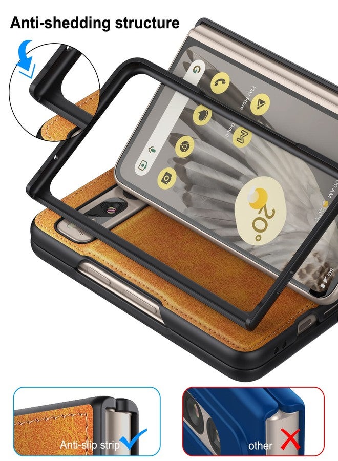 Foluu for Google Pixel Fold Case, Leather Case, PU Leather + Hard PC Shell Ultra Thin Slim Durable Protective Phone Case Cover for Google Pixel Fold 2023 Yellow - Image 5