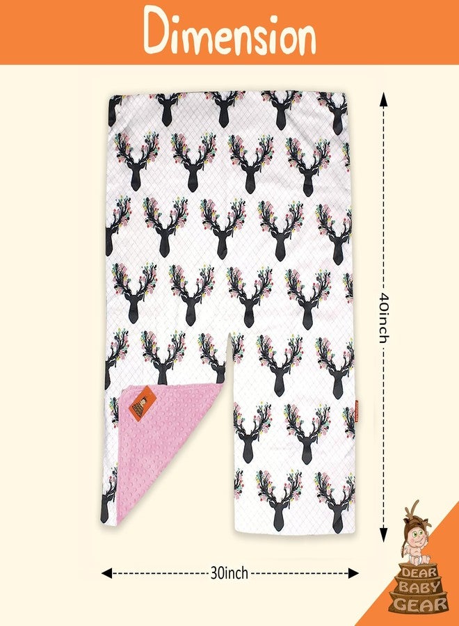 Dear Baby Gear - 40x30 Car Seat Canopy, Infant Carrier Cover for Boys & Girls, Cozy Fall Baby Shower Gift, Nursing & Stroller Use, Newborn Travel Sunshade Accessory, Antler & Flower, Pink Dot - Image 3