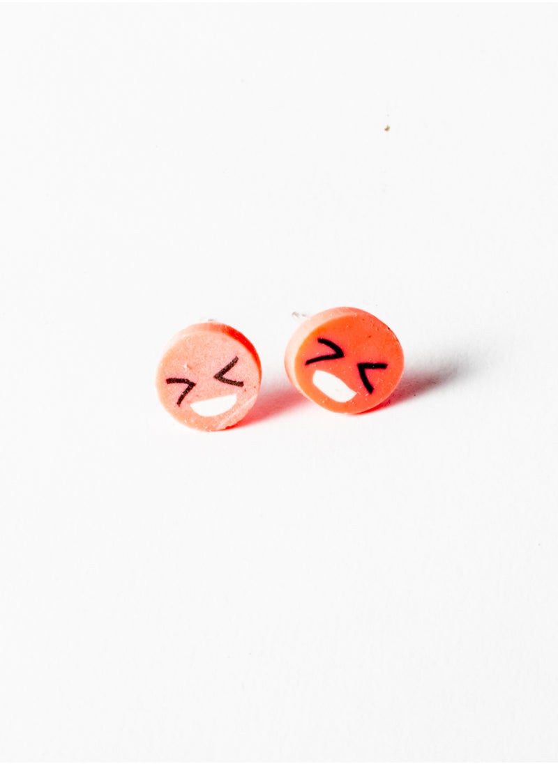 The Black Pearl Accessories Small Silicon Earring for Baby-Premium Quality- Red Smily Face 