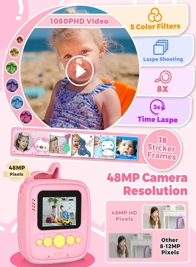 YINGOOT Kids Camera Instant Print, Christmas Birthday Gifts for Girls Age 3-8, 48MP &1080P Children Camera with Photo Paper, Portable Toy Instant Camera for Kids 3 4 5 6 7 8 9 10 Year Old Girls - Image 4