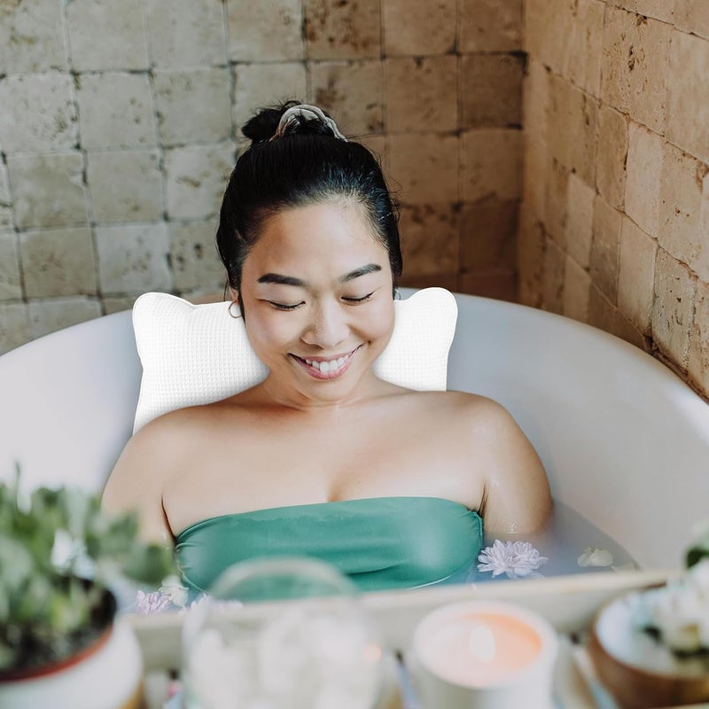 Non-Slip Tub Pillow Headrest for Bathtub Support with Suction Cups, Soft Breathable Bath Cushion for Neck and Head, Hot Tub Pillow for Spa Relaxation and Soaking - Image 4