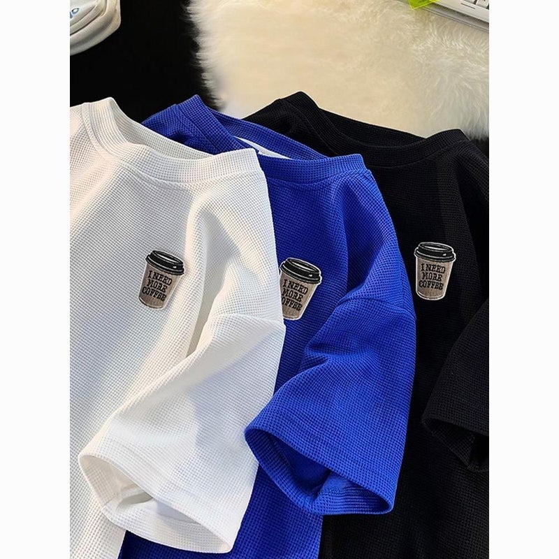 Cleanfit Khaki Waffle Short-Sleeved T-Shirt Men'S Summer Fashion Brand American Style High-Street Half-Sleeved Casual T-Shirt - Image 4