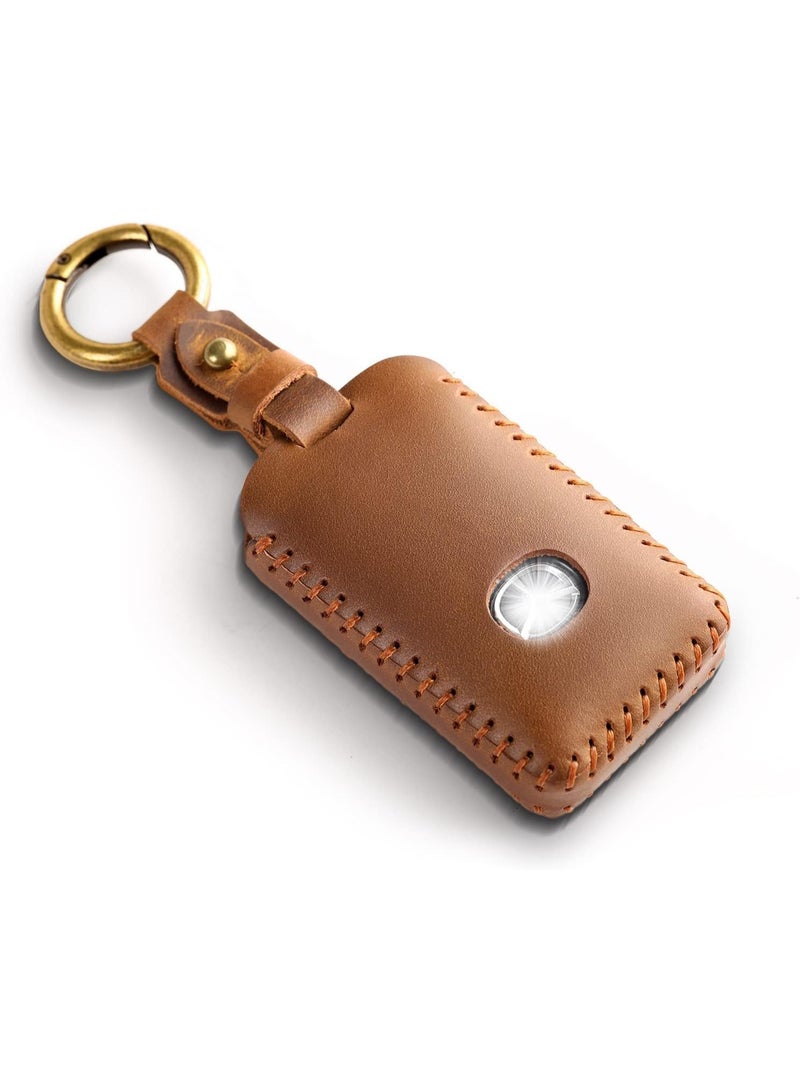 سوفام غطاء مفتاح السيارة الجلدي مع سلسلة مفاتيح مازدا 6، مازدا CX9 (بني) - Image 4