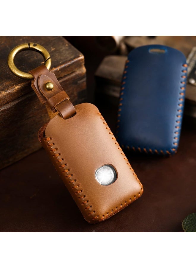 سوفام غطاء مفتاح السيارة الجلدي مع سلسلة مفاتيح مازدا 6، مازدا CX9 (بني) - Image 5