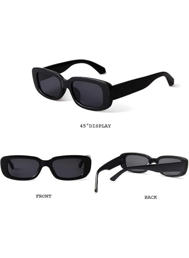 خاجول 2 قطعة نظارات شمسية مستطيلة للنساء، نظارات قيادة رجعية كلاسيكية، إطار مربع ضيق عصري - Image 3