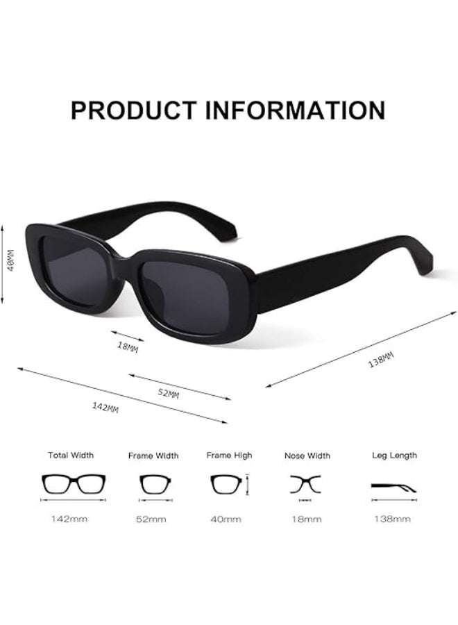 خاجول 2 قطعة نظارات شمسية مستطيلة للنساء، نظارات قيادة رجعية كلاسيكية، إطار مربع ضيق عصري - Image 5