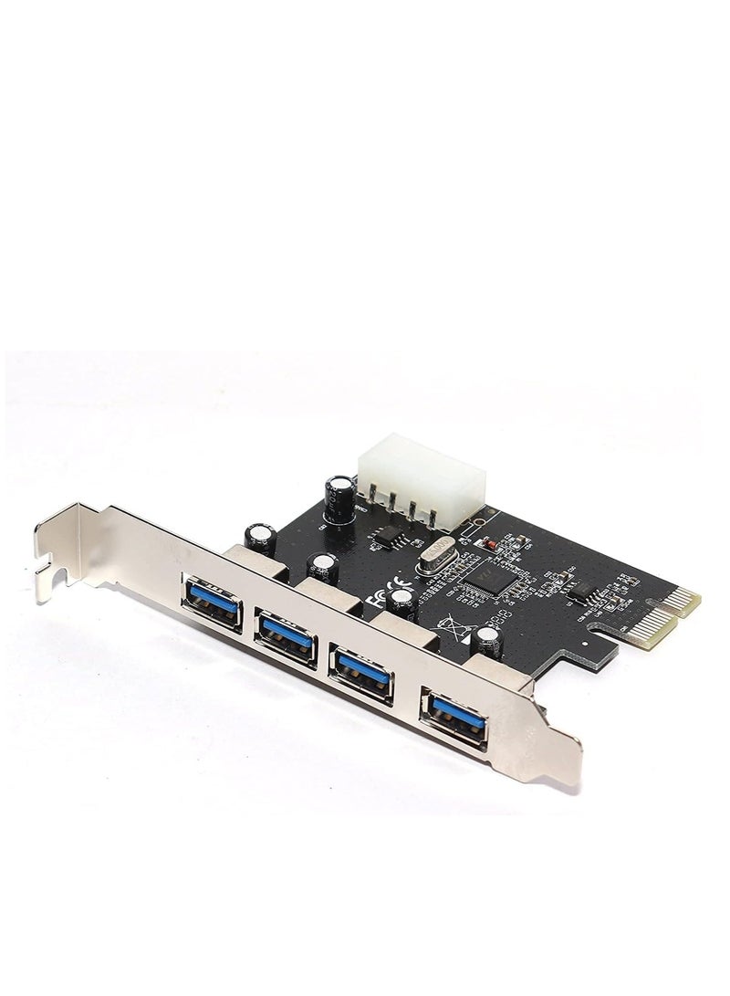 4 Port USB 3.0 PCI Card with 5V 4 Pin Power Connector up to 5Gbps - Image 1