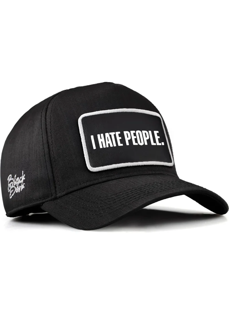 Black Börk V2 Baseball I Hate People - Unisex Black Cordura Fabric Hat (Cap) with 2 Code Logo