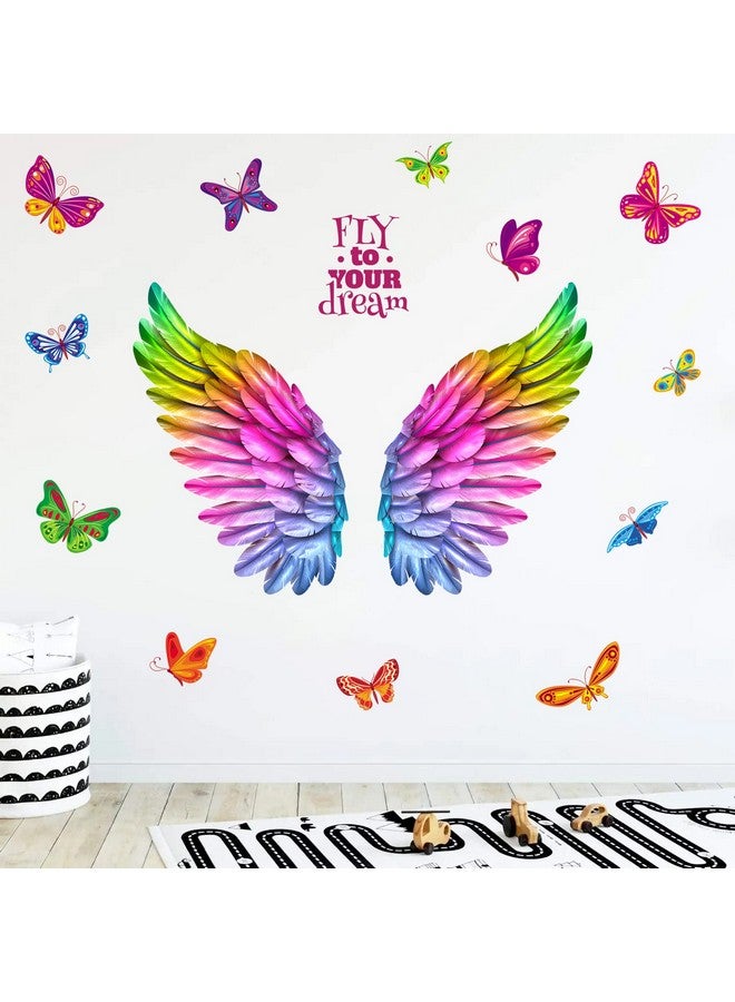 WOYINIS Colorful Giant Angle Wings Wall Decals - Fly to Your Dream - Butterflies Wall Decals with Peel and Stick for Girls' Bedroom and Baby Nursery - Image 5