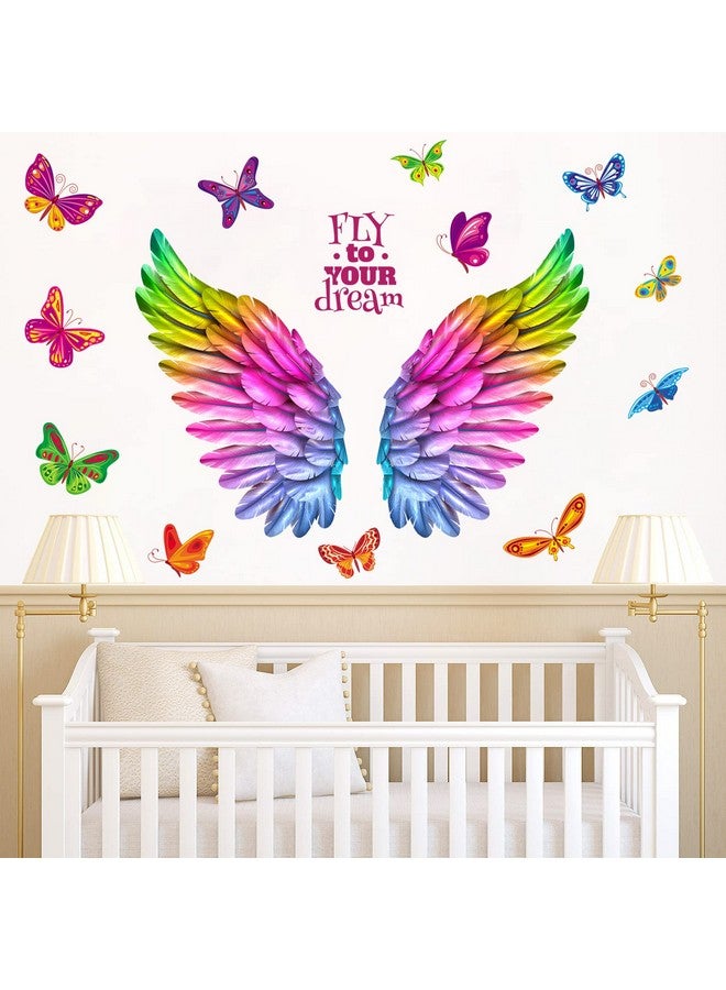 WOYINIS Colorful Giant Angle Wings Wall Decals - Fly to Your Dream - Butterflies Wall Decals with Peel and Stick for Girls' Bedroom and Baby Nursery - Image 4