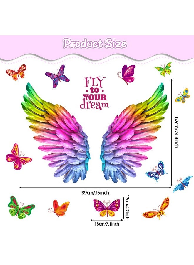WOYINIS Colorful Giant Angle Wings Wall Decals - Fly to Your Dream - Butterflies Wall Decals with Peel and Stick for Girls' Bedroom and Baby Nursery - Image 3