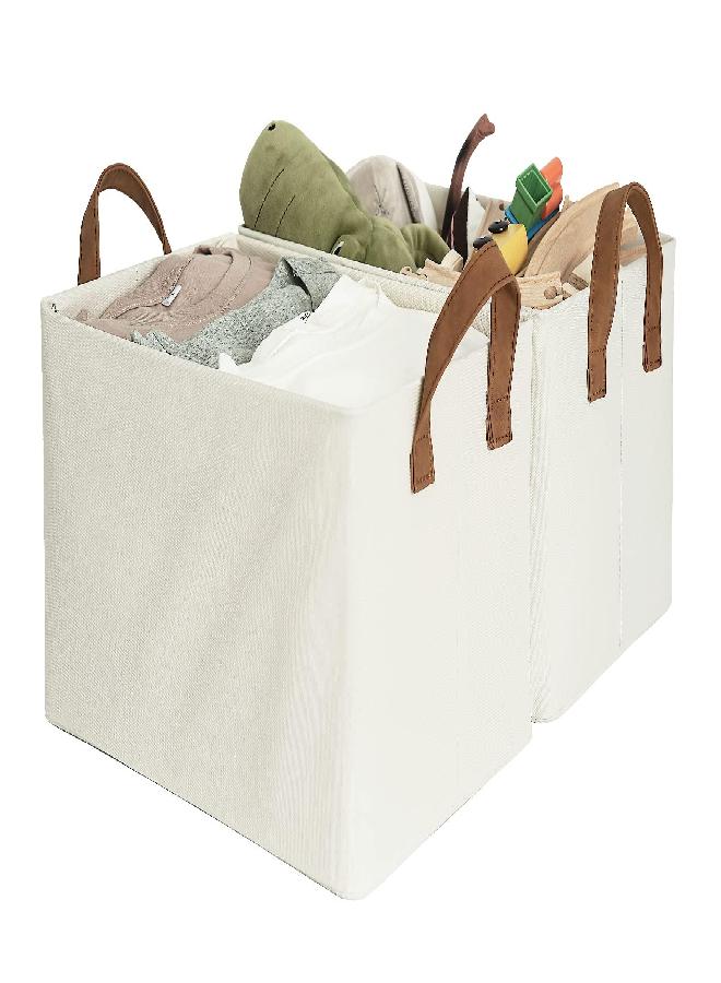 StorageWorks StorageWorks Storage Bins For Shelves With Metal Frame, Rectangle Storage Baskets, Beige, 2-Pack  - Image 1