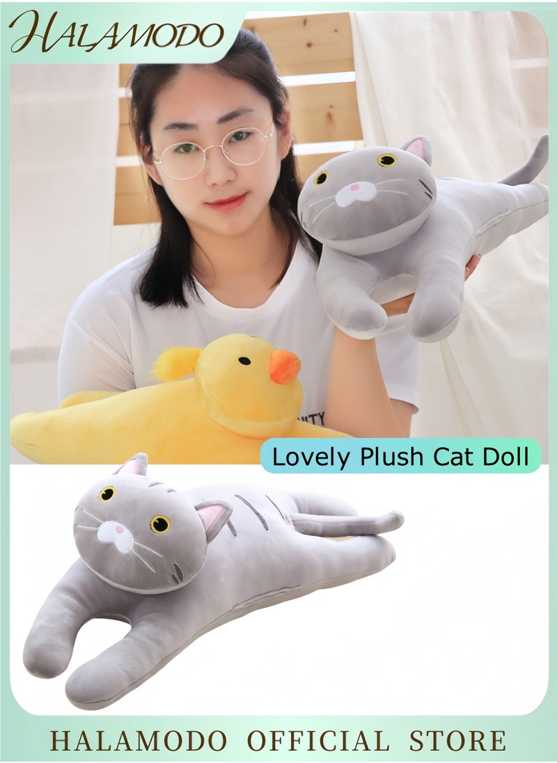HALAMODO Plush Hugging Pillow Lovely Plush Cat Doll Soft Kitten Cat Stuffed Animals Toy Long Throw Sleeping Pillow Toy Gifts for Kids Girlfriend  - Image 1
