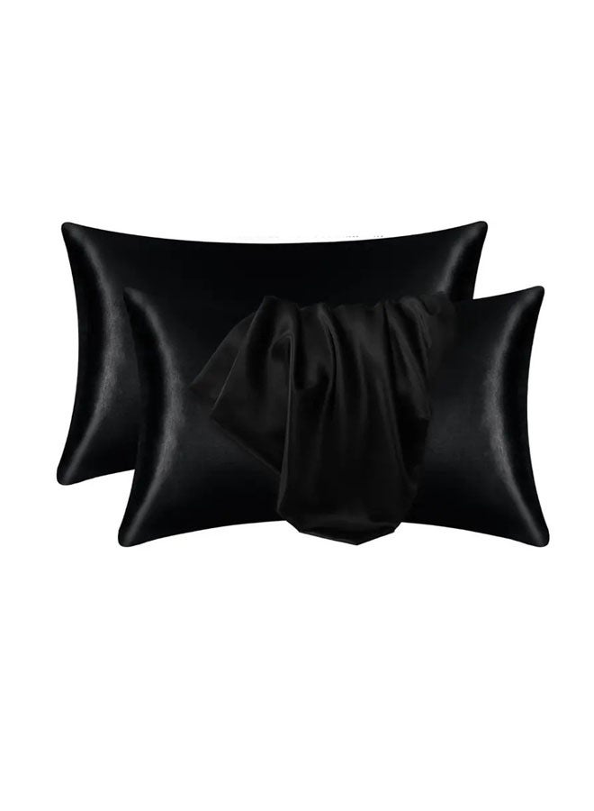 Hirospace Suitable silk satin pillowcases for hair and skin - Black silk pillowcases, 2 sets, 76 cm x 51 cm (30 inches x 20 inches) - 2 sets of silk pillowcase sets with envelope-style closures (2 pieces black) - Image 5