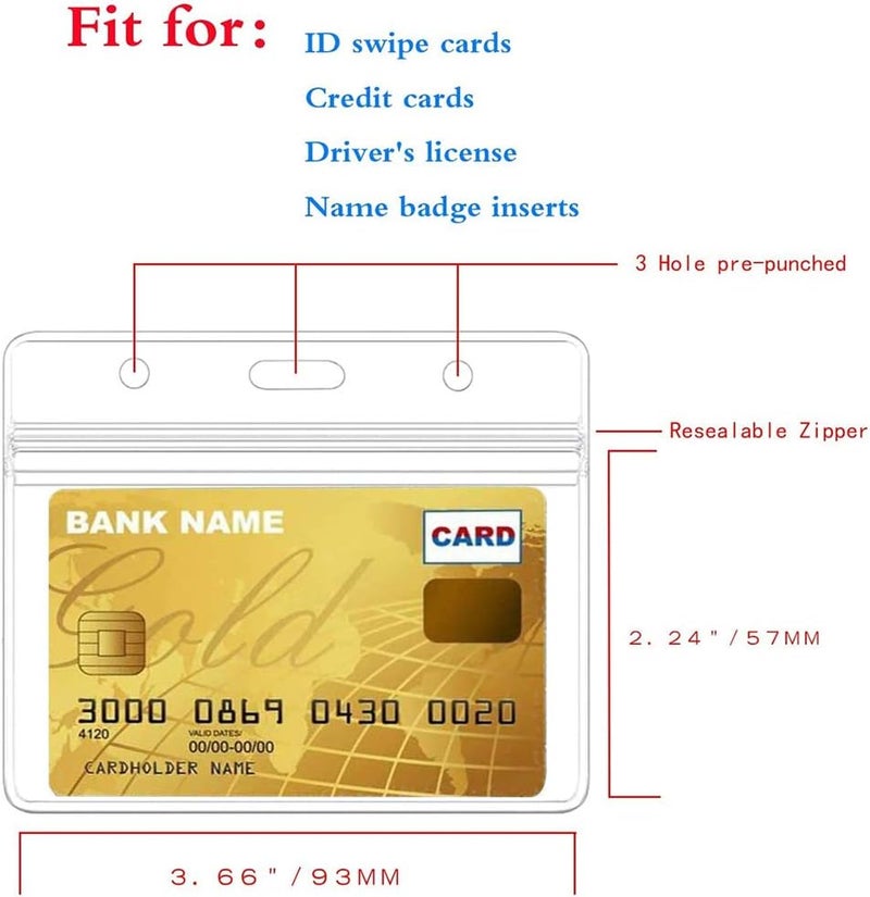 KingSom Horizontal Badge Holders Sealable Waterproof Clear Plastic Name Tag ID Card Holder (10) - Image 2