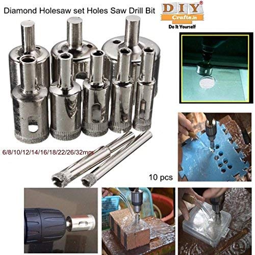 DIY Crafts Pattern No 1 10 Pcs Set Diamond Drill Bit Set Glass Tile Marble and Ceramic Hollow Core Extractor Remover Tool Set for Glass Ceramics Por Pattern No 1 10 Pcs Set - Image 4