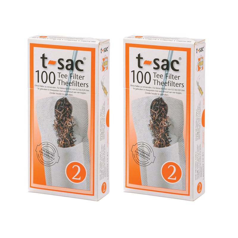 TSac Tea Filter Bags Disposable Tea Infuser Number 2Size 2 to 4Cup Capacity Set of 200 White