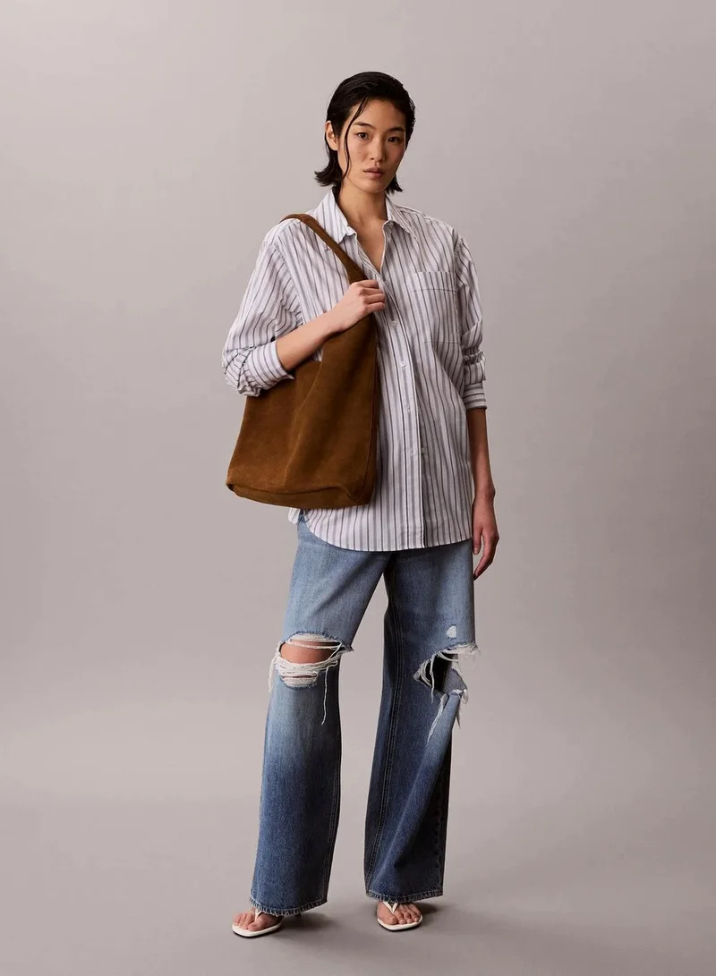 Calvin Klein Argan Oil Slouchy Suede Leather Medium Shoulder Bag for Women | Best Price UAE