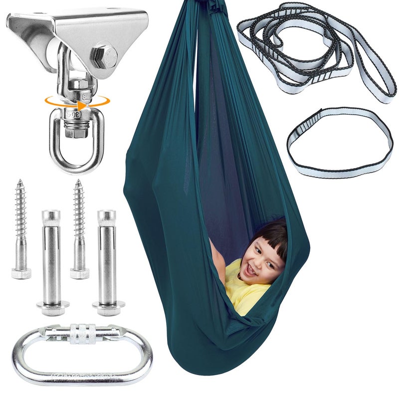 Sensory Swing for Kids with 360 Swivel Hook SaggyResistant DoubleLayer Fabric IndoorOutdoor Cocoon Therapy Swing for Autism Yoga Play