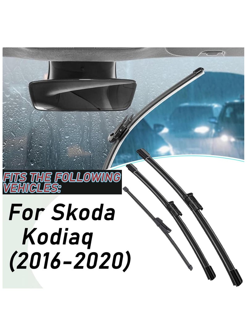Wiper Blades Replacement for Skoda Kodiaq (2016-2020) Models 24+21+13 Inch Front Rear Wiper Blades Replacement, Rain Snow Accessories - Image 2